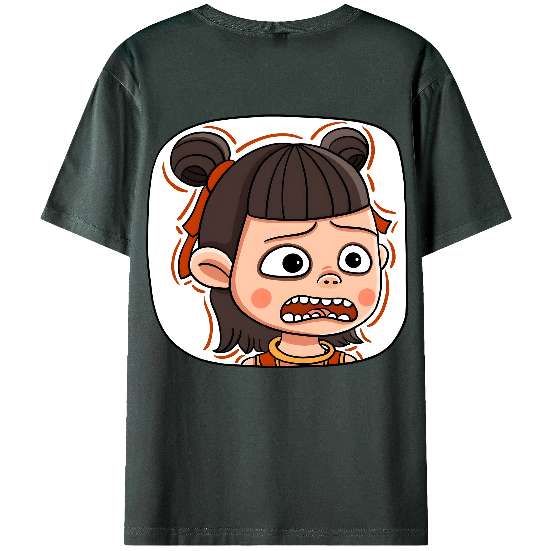 （画像用） Ne Zha 2 ナタ 魔童の大暴れ 綿100％ メンズ半袖Tシャツ（バックプリント） 通気性